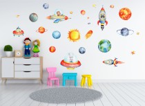 Naklejki dla dzieci dziecka na ścianę rakieta planety 9649 Naklejkomania - zdjecie 3 - miniatura