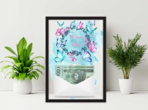 Plakat w ramie na pieniądze, motyle, ślub wesele PP014 Naklejkomania - zdjecie 1 - miniatura