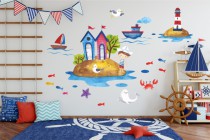 Naklejki na ścianę dla dzieci - 10366 Morze, wyspa, piraci, statek Naklejkomania - zdjecie 1 - miniatura