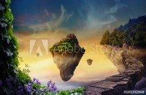 Fantasy world with floating islands Naklejkomania - zdjecie 1 - miniatura