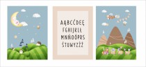 Zestaw trzech plakatów plakaty na ścianę w ramie pastelowy alfabet KD039 Naklejkomania - zdjecie 3 - miniatura