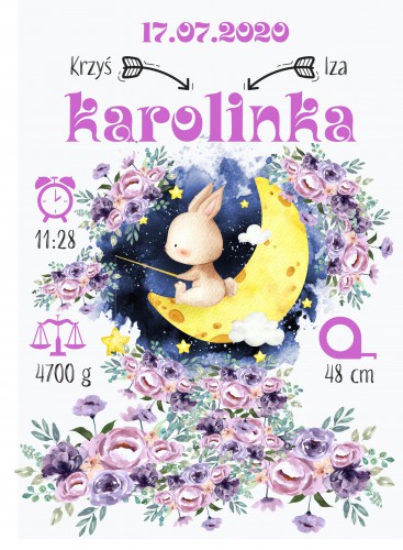 Metryczka dla dzieci prezent narodziny chrzest 69011 - zdjęcie 3