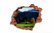 Naklejka na ścianę, dziura 3D  cegły góry polana 3110 Naklejkomania - zdjecie 2 - miniatura