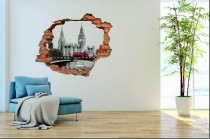 Naklejka na ścianę, dziura 3D  cegły miasto Londyn autobus 3105 Naklejkomania - zdjecie 1 - miniatura