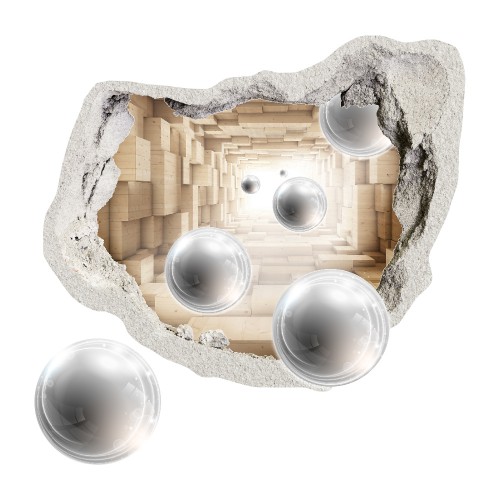 Naklejka na ścianę, dziura 3D tunel perspektywa kule 2412 - zdjęcie 2