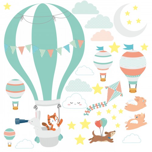 Naklejka ścienna dla dzieci -  balony, niebo 9719 - zdjęcie 2