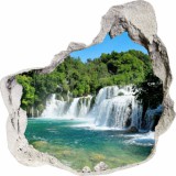 Naklejka na ścianę, dziura 3D jezioro las góry wodospad 3524 Naklejkomania - zdjecie 2 - miniatura