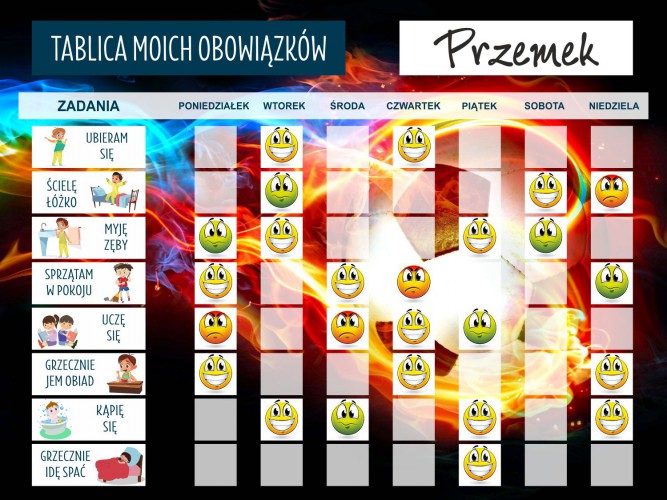 Tablica motywacyjna magnetyczna tablica z obowiązkami piłka 4525 - zdjęcie 5