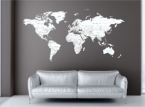 Naklejka ścienna - mapa świata biała angielska mapa 6 Naklejkomania - zdjecie 1 - miniatura