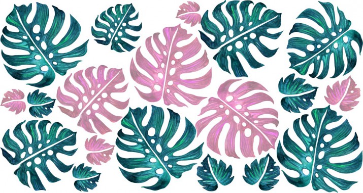 Naklejki na ścianę kwiaty liście monstera 9851 - zdjęcie 2