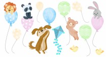 Naklejki dla dzieci na ścianę zwierzęta z balonami 40310 Naklejkomania - zdjecie 2 - miniatura