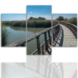 Tryptyk do salonu - Pejzaż, most, jezioro 12074 Naklejkomania - zdjecie 1 - miniatura