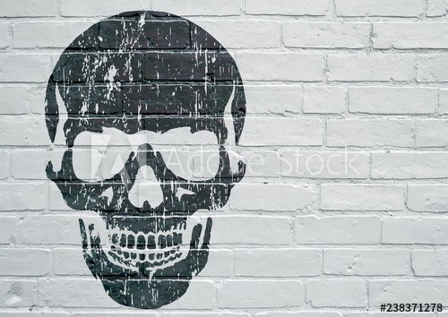 Art urbain. Tête de mort sur un mur
