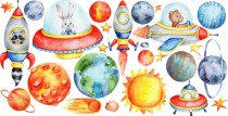 Naklejki dla dzieci dziecka na ścianę rakieta planety 9649 Naklejkomania - zdjecie 2 - miniatura