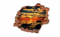 Naklejka na ścianę, dziura 3D  cegły morze niebo zachód słońca 3117 Naklejkomania - zdjecie 2 - miniatura