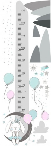 Naklejka ścienna dla dzieci -  miarka wzrostu misiu księżyc balony góry 40029 - zdjęcie 2