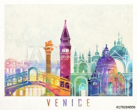 Venice landmarks watercolor poster Naklejkomania - zdjecie 1 - miniatura