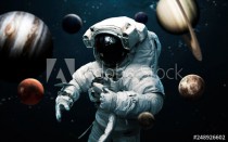 Astronaut and all planets of Solar system. Science fiction art. Elements of this image furnished by NASA Naklejkomania - zdjecie 1 - miniatura