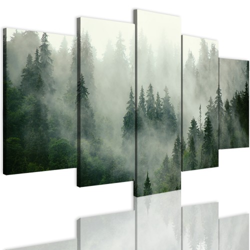 Obrazy na ścianę 5 częściowy 41542 tajemniczy las we mgle - 1