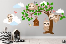 Naklejki na ścianę dla dzieci - 14999 leniwce drzewa liście Naklejkomania - zdjecie 1 - miniatura