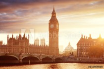Big Ben and Westminster at sunset, London, UK Naklejkomania - zdjecie 1 - miniatura
