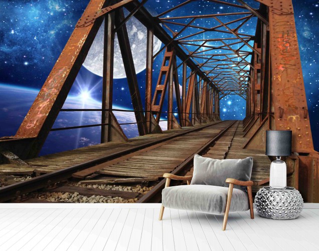 Fototapeta na ścianę tapeta na fizelinie do salonu 3D Kosmiczny most 10652