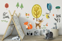 Naklejki na ścianę dla dzieci 9925 Polana leśne zwierzęta Naklejkomania - zdjecie 1 - miniatura