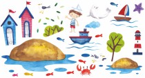 Naklejki na ścianę dla dzieci - 10366 Morze, wyspa, piraci, statek Naklejkomania - zdjecie 2 - miniatura