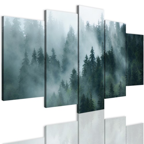 Obrazy na ścianę 5 częściowy 41540 las we mgle