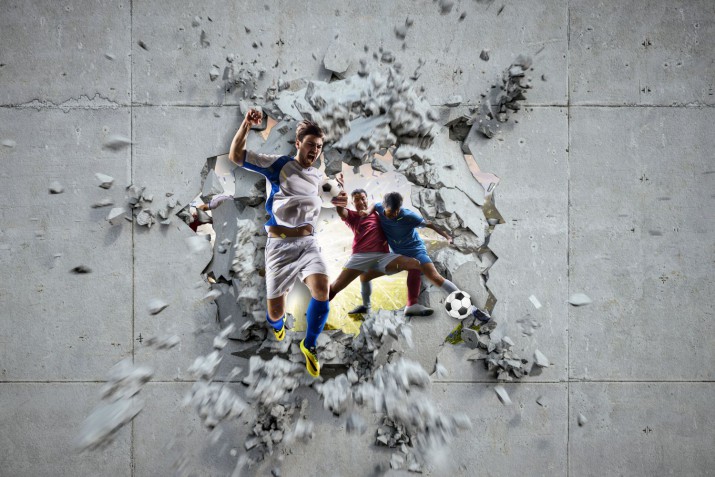 Fototapeta piłkarska na ścianę dla dzieci młodzieży sport Tapety winylowe 3d 10702 - zdjęcie 2