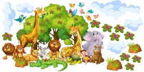 Naklejki na ścianę dla dzieci safari 41049 wesołe zwierzaki Naklejkomania - zdjecie 2 - miniatura