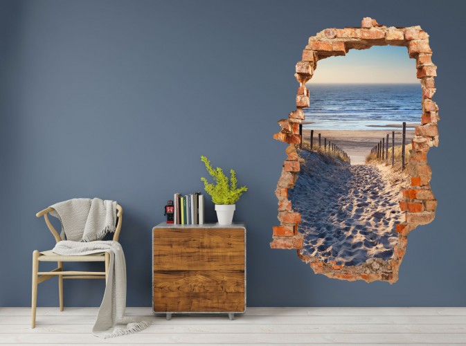 Naklejka na ścianę, dziura 3D  plaża 3632
