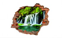 Naklejka na ścianę, dziura 3D  cegły góry jezioro wodospad 3135 Naklejkomania - zdjecie 2 - miniatura