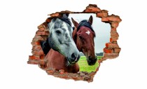 Naklejka na ścianę, dziura 3D  cegły łąka konie 3003 Naklejkomania - zdjecie 2 - miniatura