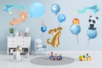 Naklejki dla dzieci na ścianę zwierzęta z balonami 41176 Naklejkomania - zdjecie 1 - miniatura
