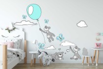 Naklejki dla dzieci - bajka, misie, chmurki, balon 15040 Naklejkomania - zdjecie 1 - miniatura