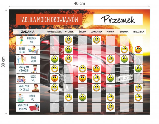 Tablica motywacyjna magnetyczna tablica z obowiązkami auto 4526 - zdjęcie 4