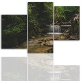 Tryptyk do salonu - Pejzaż, las, góry, strumień 12040 Naklejkomania - zdjecie 1 - miniatura