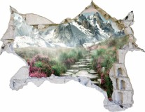 Naklejka na ścianę, dziura 3D góry droga szlak kwiaty 3553 Naklejkomania - zdjecie 2 - miniatura