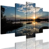 Obrazy 5 częściowe- Pejzaż, wschód słońca, jezioro 12345 Naklejkomania - zdjecie 1 - miniatura