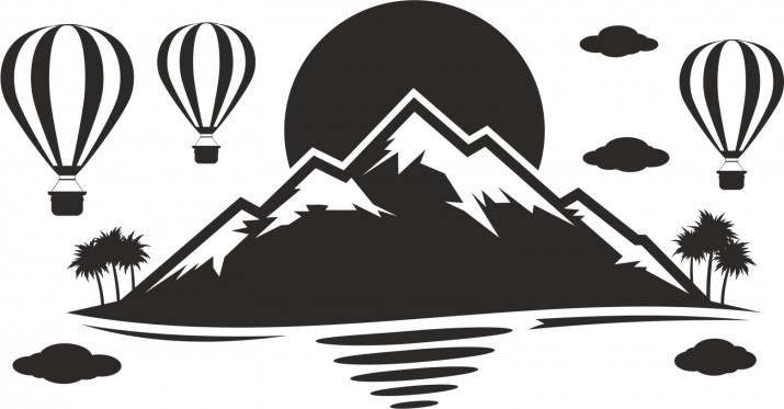 Naklejka ścienna dla dzieci -  balony, góry 1126 - zdjęcie 2