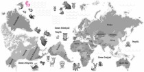Naklejka ścienna - mapa świata szara 41370 Naklejkomania - zdjecie 2 - miniatura