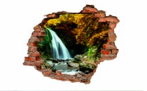 Naklejka na ścianę, dziura 3D  cegły góry wodospad 3014 Naklejkomania - zdjecie 2 - miniatura