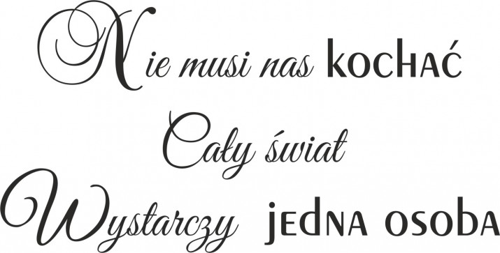 554 Napisy na ścianę do salonu sypialni Nie musi nas kochać cały świat wystarczy jedna osoba - zdjęcie 2