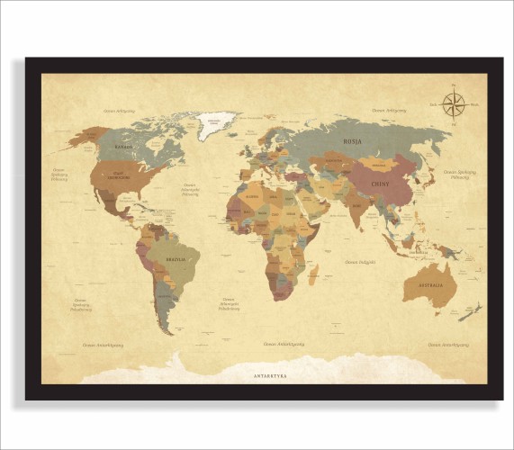 Plakat mapa świata  61236 Naklejkomania - zdjecie 1