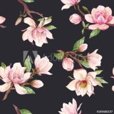 Watercolor magnolia floral pattern Naklejkomania - zdjecie 1 - miniatura