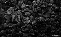 Natural fire ashes with dark grey black coals texture. It is a flammable black hard rock.  Space for text. Naklejkomania - zdjecie 1 - miniatura