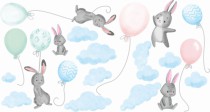Naklejki ścienne dla dzieci 40216 króliki z balonami Naklejkomania - zdjecie 2 - miniatura