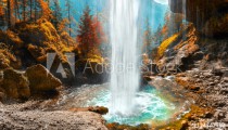Wasserfall im Herbst in Slowenien Naklejkomania - zdjecie 1 - miniatura