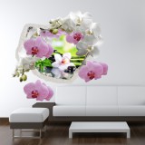 Naklejka na ścianę, dziura 3D kwiaty orchidea storczyki 2411 Naklejkomania - zdjecie 2 - miniatura